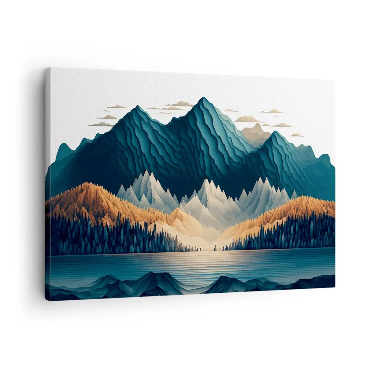 Vászonkép - Festői hegyek a tó felett naplementekor - 70x50cm - Tökéletes hegyi táj - Modern fali dekoráció nappalihoz és hálószobához ARTTOR