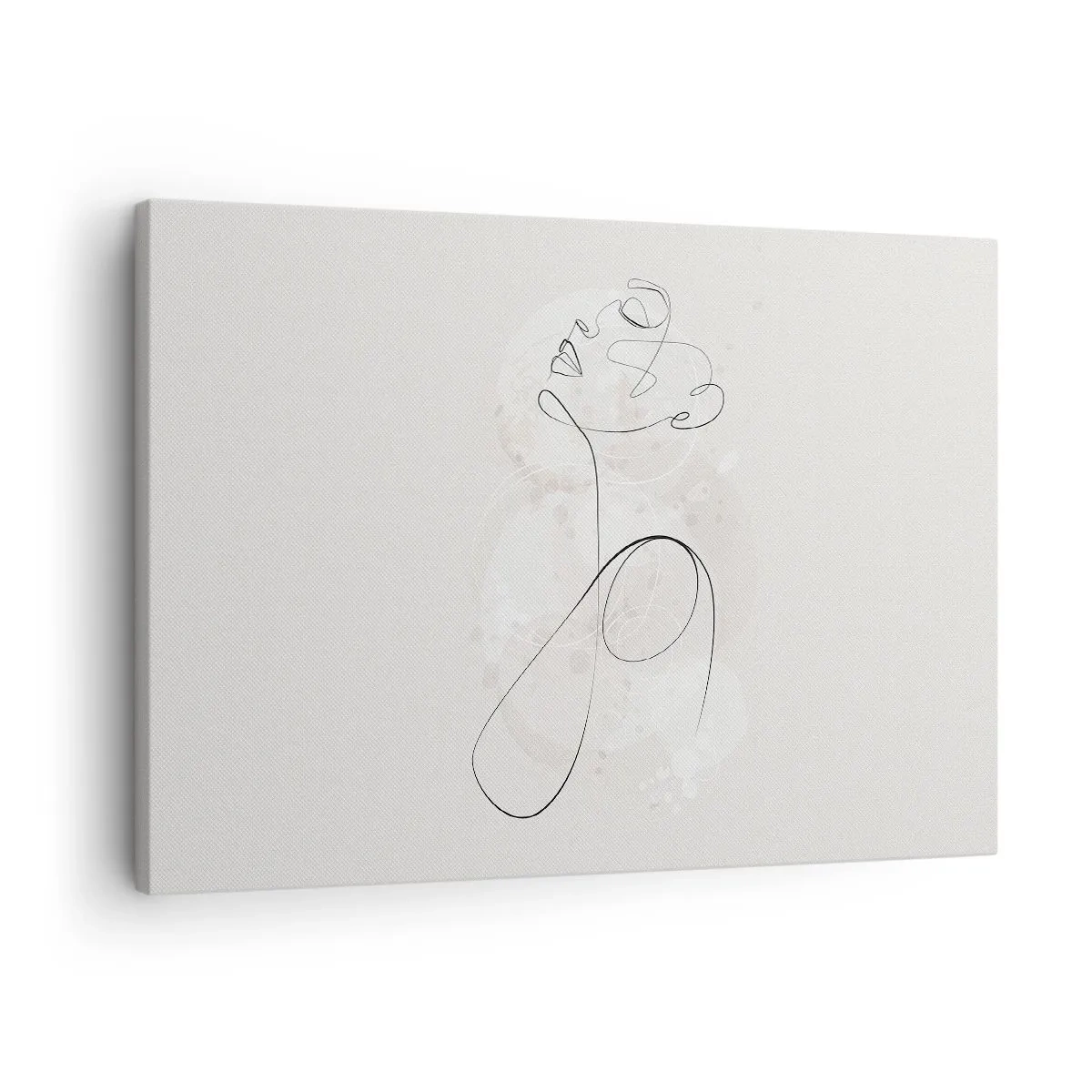 Vászonkép - Minimalista arckontúr virággal világos háttér előtt - 70x50cm - A szépség spirálja - Modern fali dekoráció nappalihoz és hálószobához ARTTOR