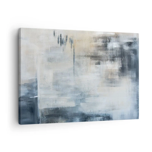Vászonkép - Absztrakt kompozíció kék és szürke árnyalatokban - 70x50cm - A kék fátyol mögött - Modern fali dekoráció nappalihoz és hálószobához ARTTOR