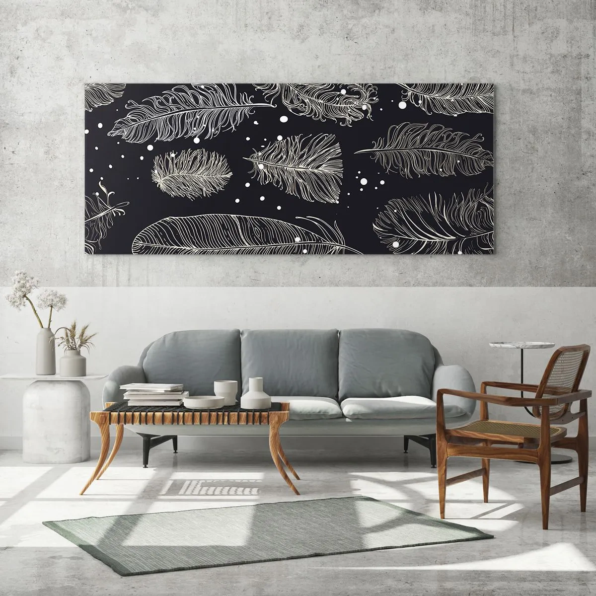 Üveg kép - Tollas csipke - 90x30 cm