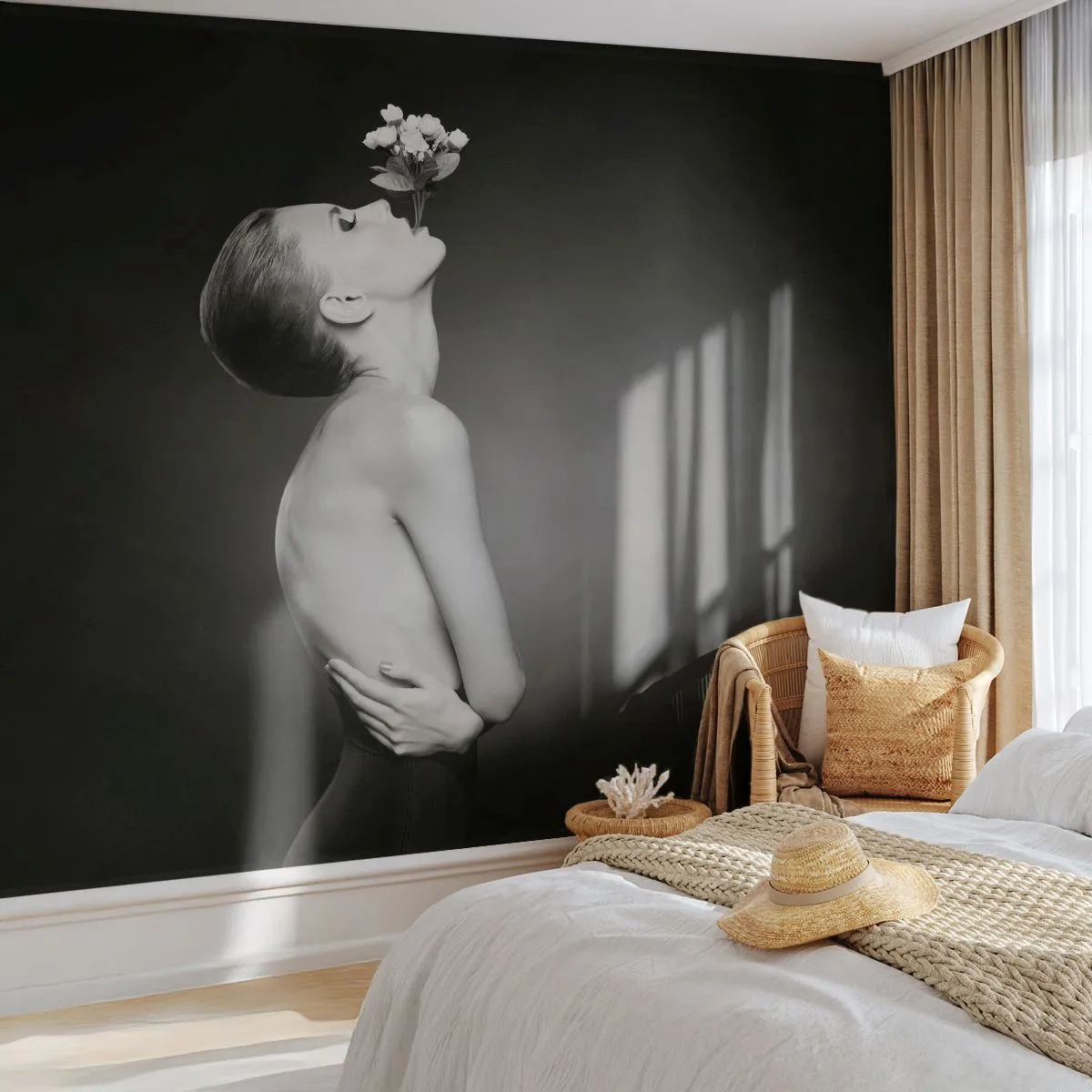 Fotótapéta Premium Sand - Excentrikus elegancia - Test, Virágok, Modell - 150x105 cm