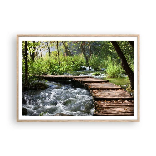 Poszter világos tölgy keretben - A habzó zuhatag felett - 100x70 cm