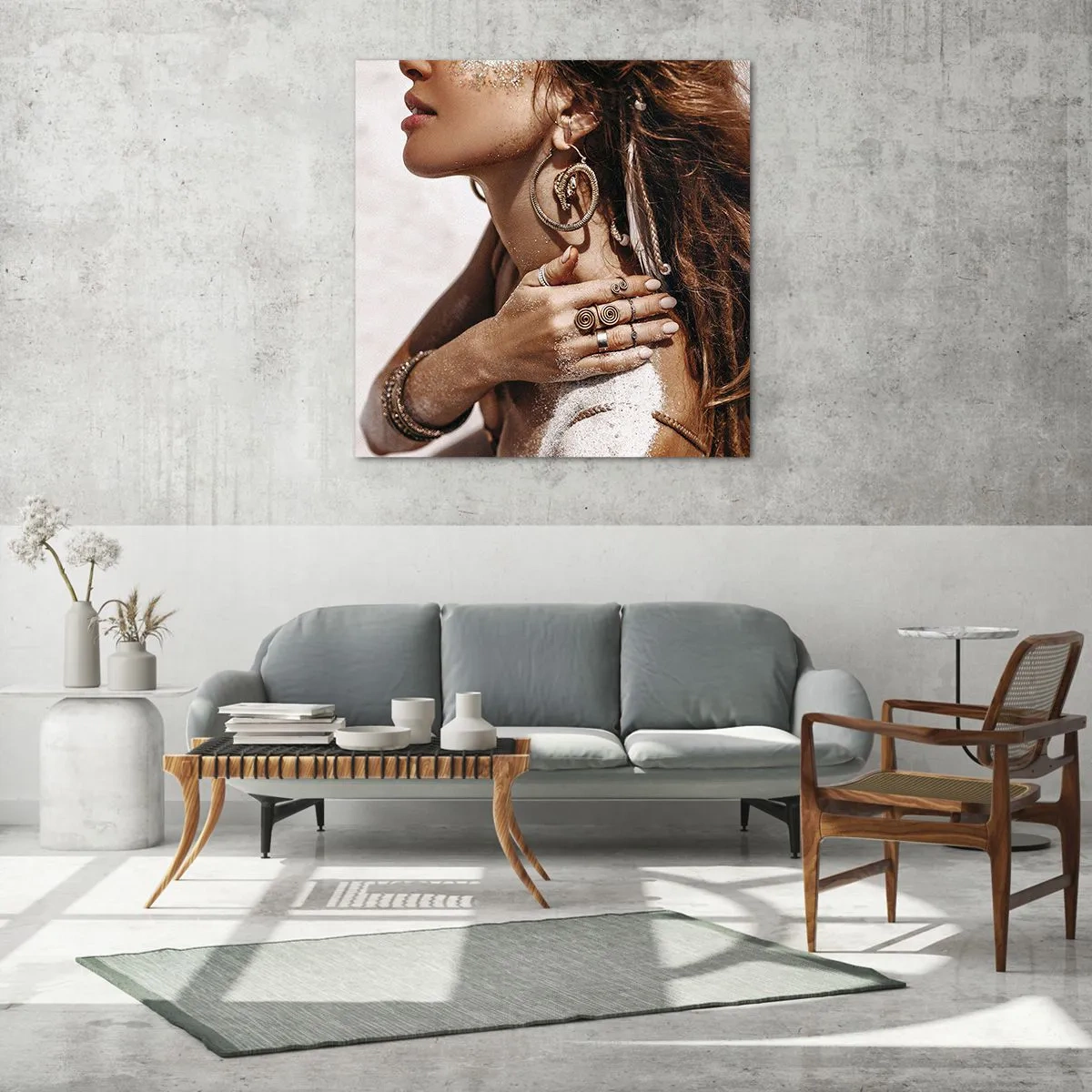 Üveg kép - Az érintetlen tengerpart királynője - 70x70 cm