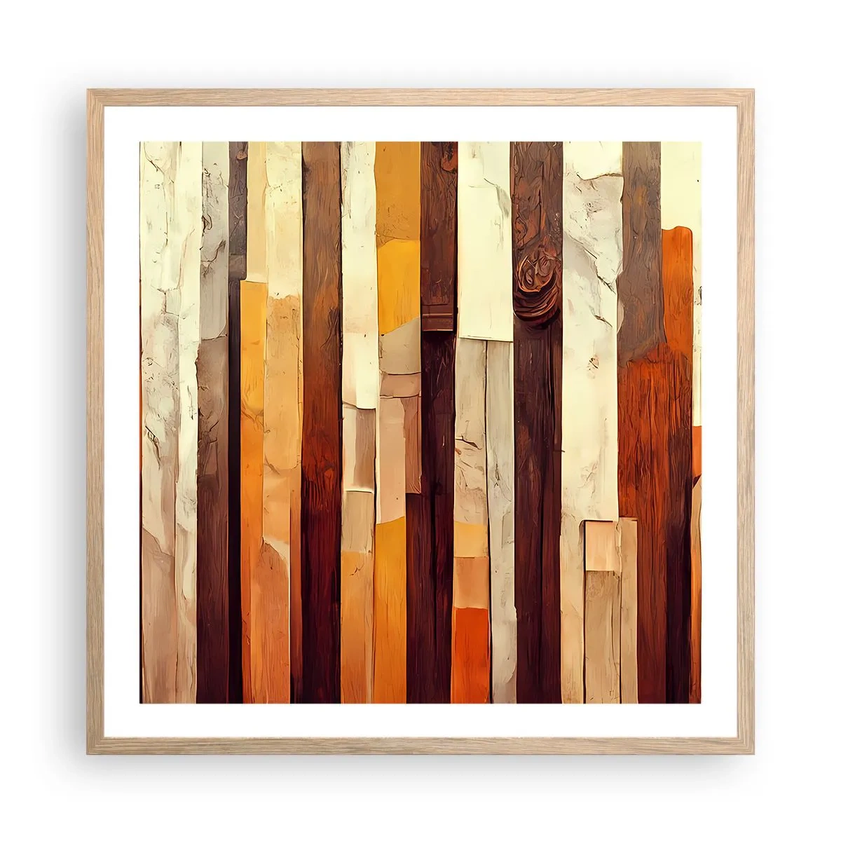 Poszter világos tölgy keretben - Az erdei fák himnusza - 60x60 cm