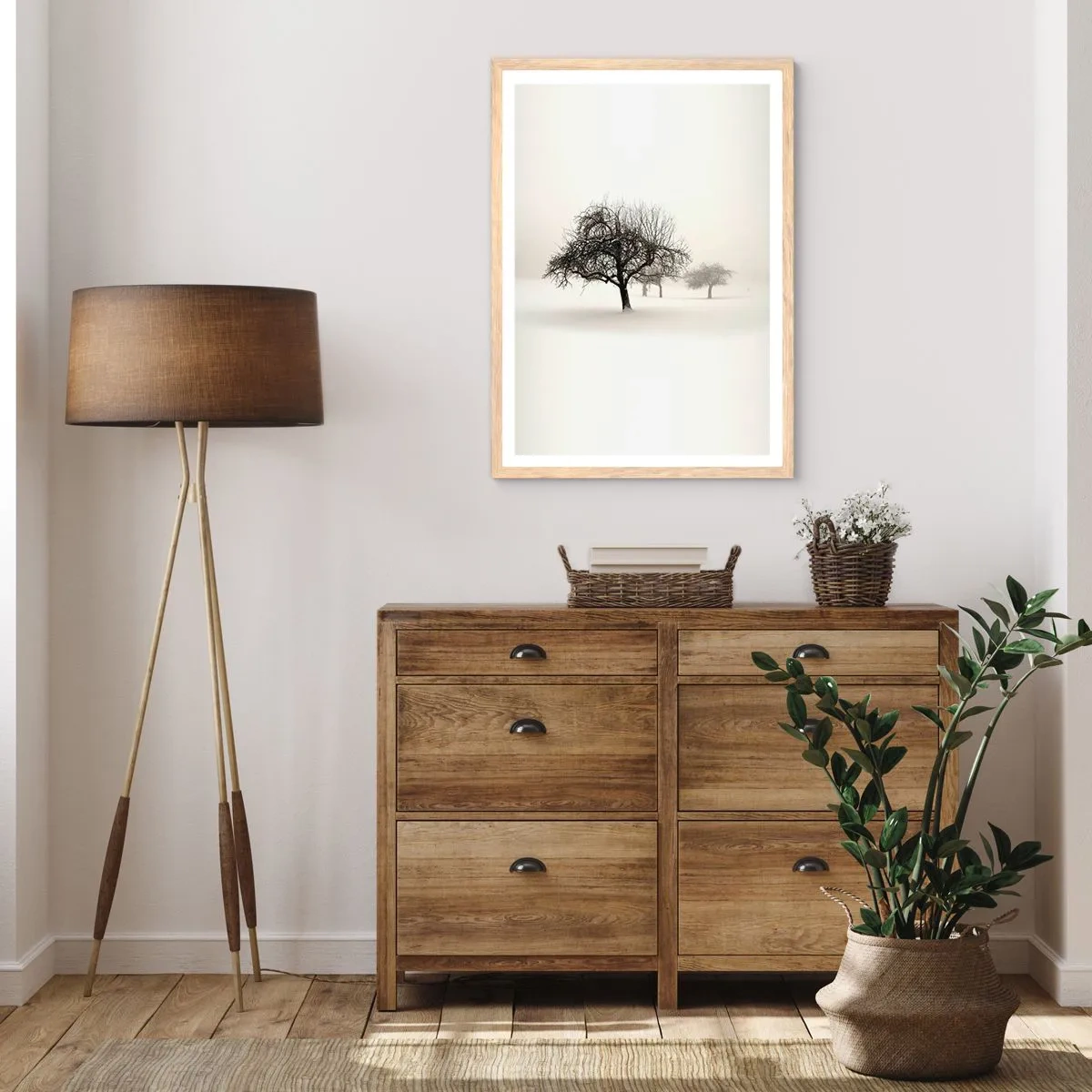 Poszter világos tölgy keretben - Téli álom - 70x100 cm