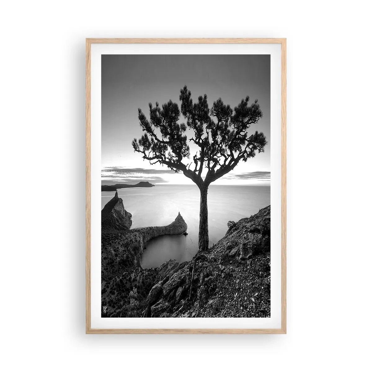 Poszter világos tölgy keretben - Béke a horizontig - 61x91 cm