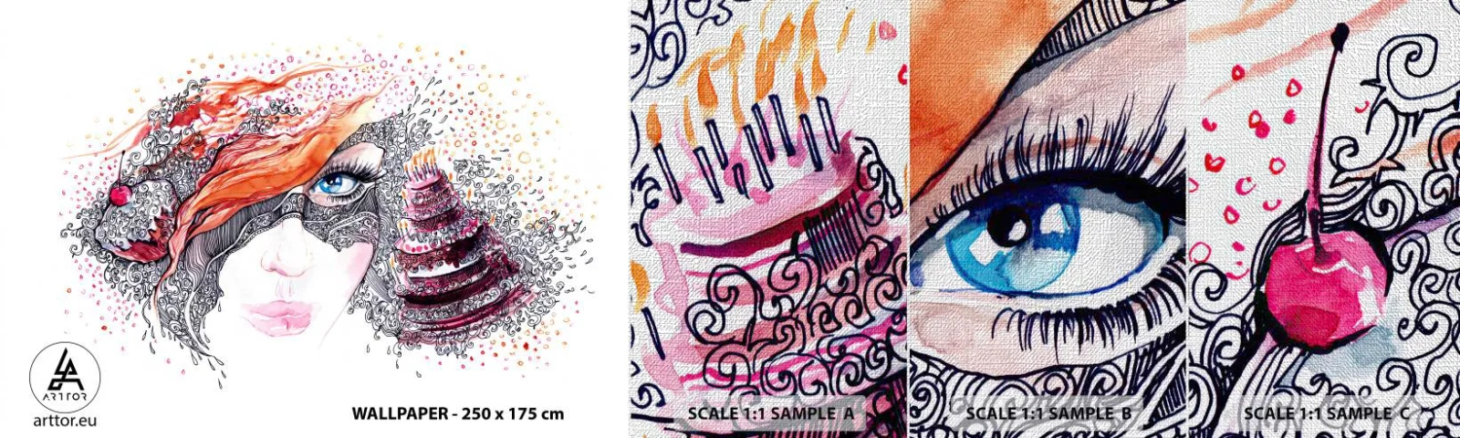 Fotótapéta Minta Premium Canvas - Vele minden nap ünnep - Absztrakció, Női Arc, Torta - 100x30 cm