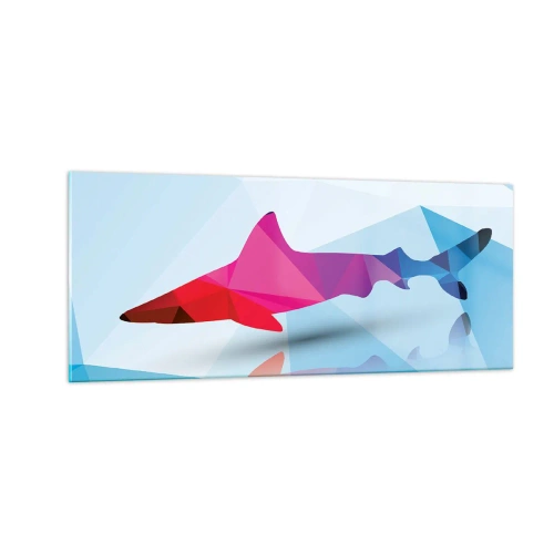 Üveg kép - Cápa a kristály térben - 100x40 cm