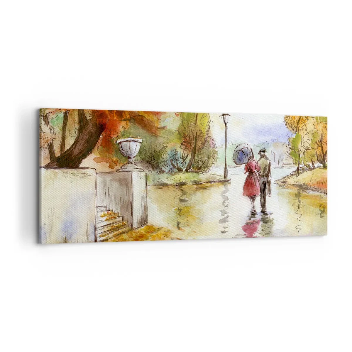 Vászonkép - Romantikus ősz a parkban - 100x40 cm