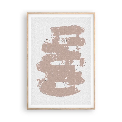 Poszter világos tölgy keretben - Absztrakció lágy rózsaszínben - 70x100 cm