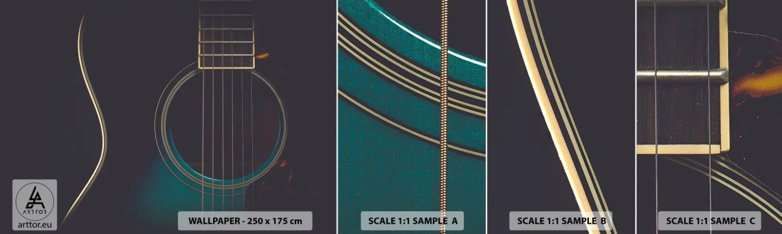 Fotótapéta Minta Standard Eco - Egy pillanat, mielőtt megszólal - Gitár, Zene, Húrok - 100x30 cm