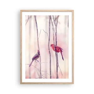 Poszter világos tölgy keretben - Rózsaszín erdő története - 50x70 cm
