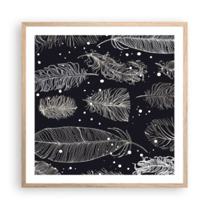 Poszter világos tölgy keretben - Tollas csipke - 60x60 cm