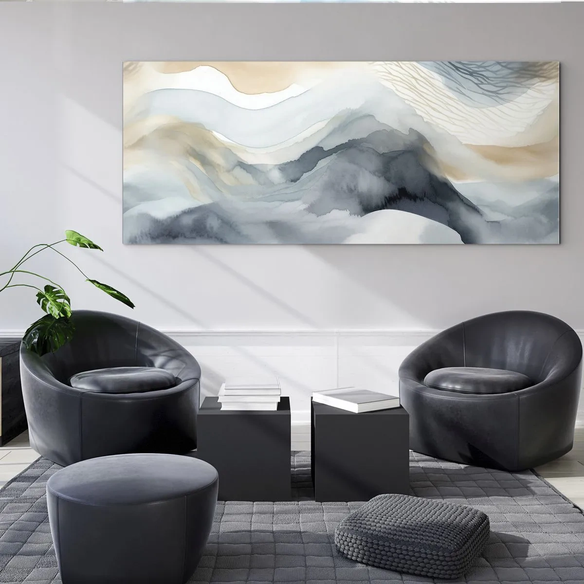 Üveg kép - Hó és köd absztrakció - 100x40 cm