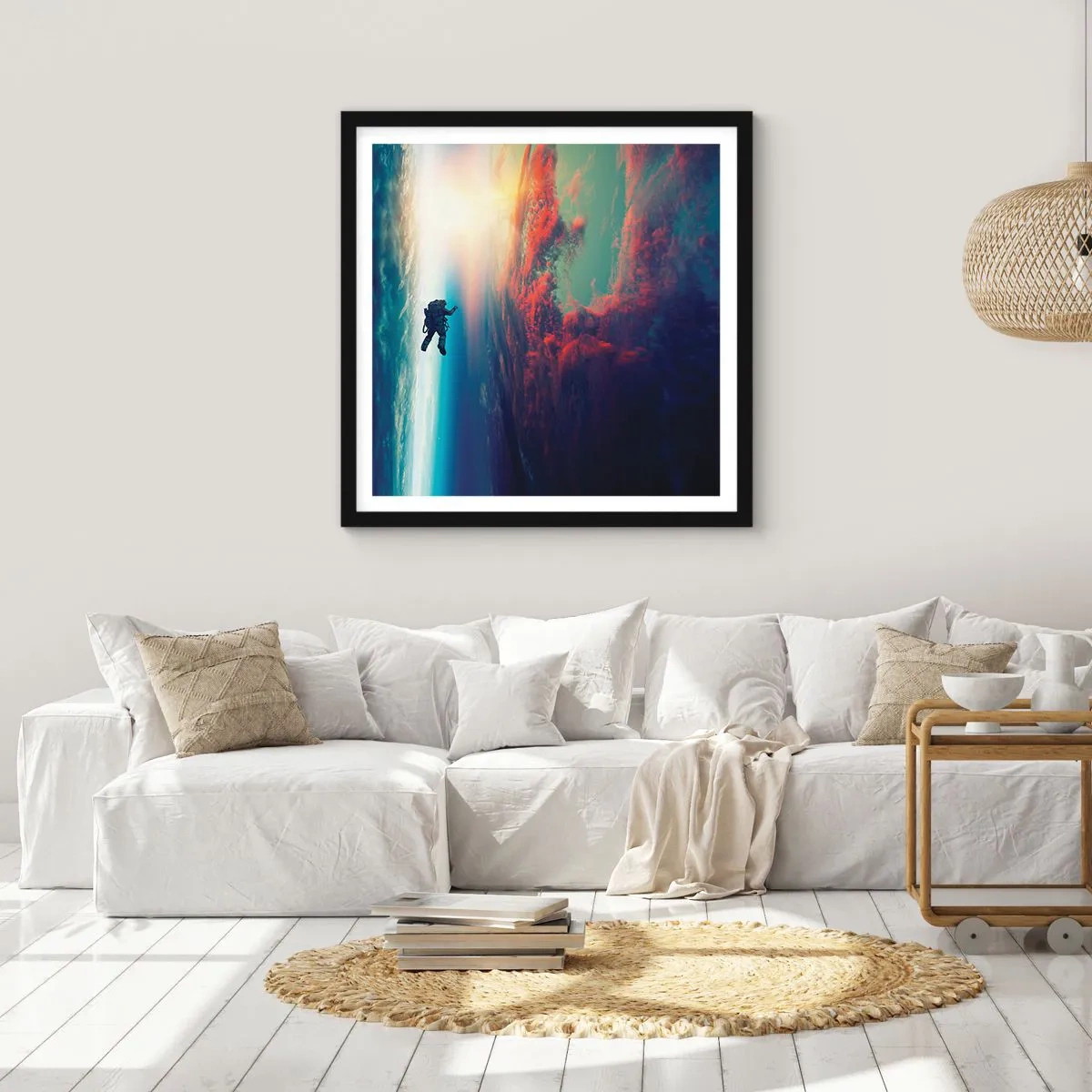 Poszter fehér keretben - Szembenézés az univerzummal - 60x60 cm