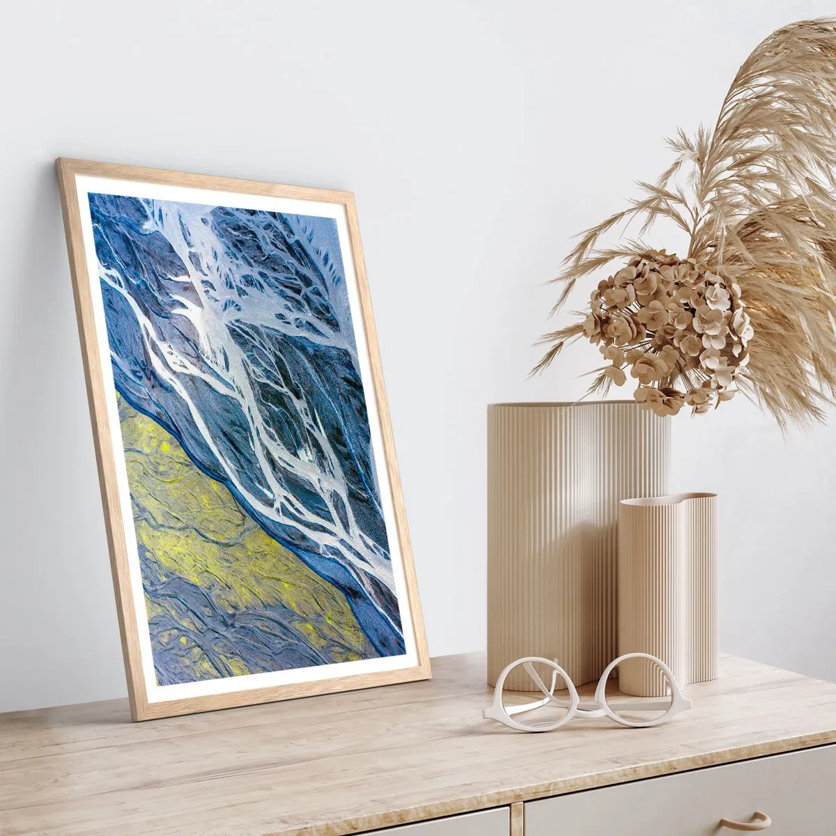 Poszter világos tölgy keretben - A természet barlangrajzai - 30x40 cm