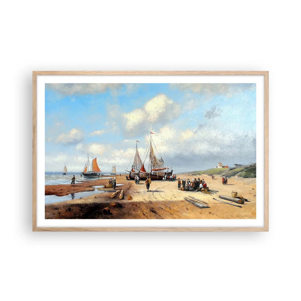 Poszter világos tölgy keretben - Egy sikeres fogás után - 91x61 cm