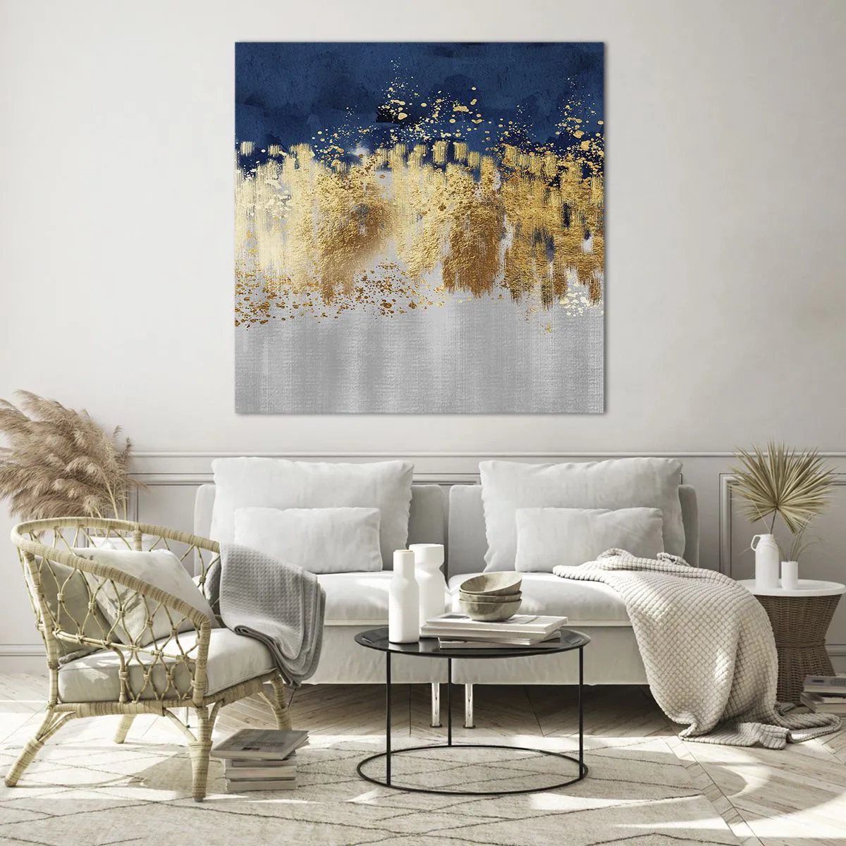 Üveg kép - Modern kompozíció csillogással - 70x70 cm