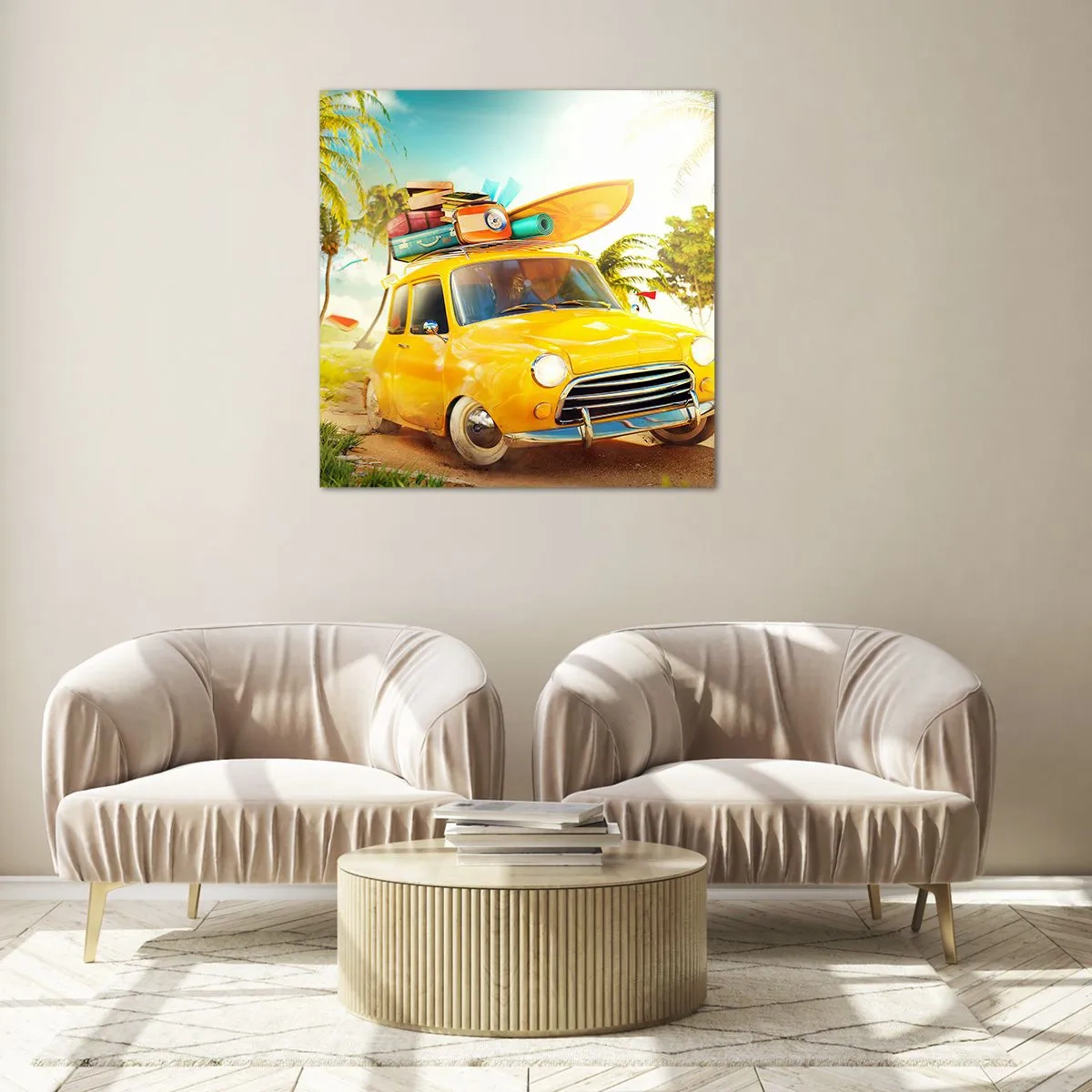 Üveg kép - Utazás több mosolyért - 70x70 cm