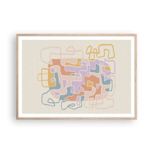 Poszter világos tölgy keretben - Labirintus - egy örömteli kaland - 100x70 cm