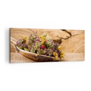 Vászonkép - Színes virágok és illatos gyógynövények - 100x40 cm