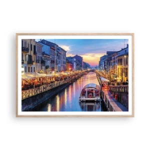 Poszter világos tölgy keretben - Fény és öröm estéje - 100x70 cm