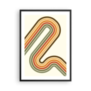Poszter fehér keretben - Színes vonalak retró stílusban - 50x70cm - Cikkcakkban a célba - Modern fali dekoráció nappalihoz és hálószobához ARTTOR