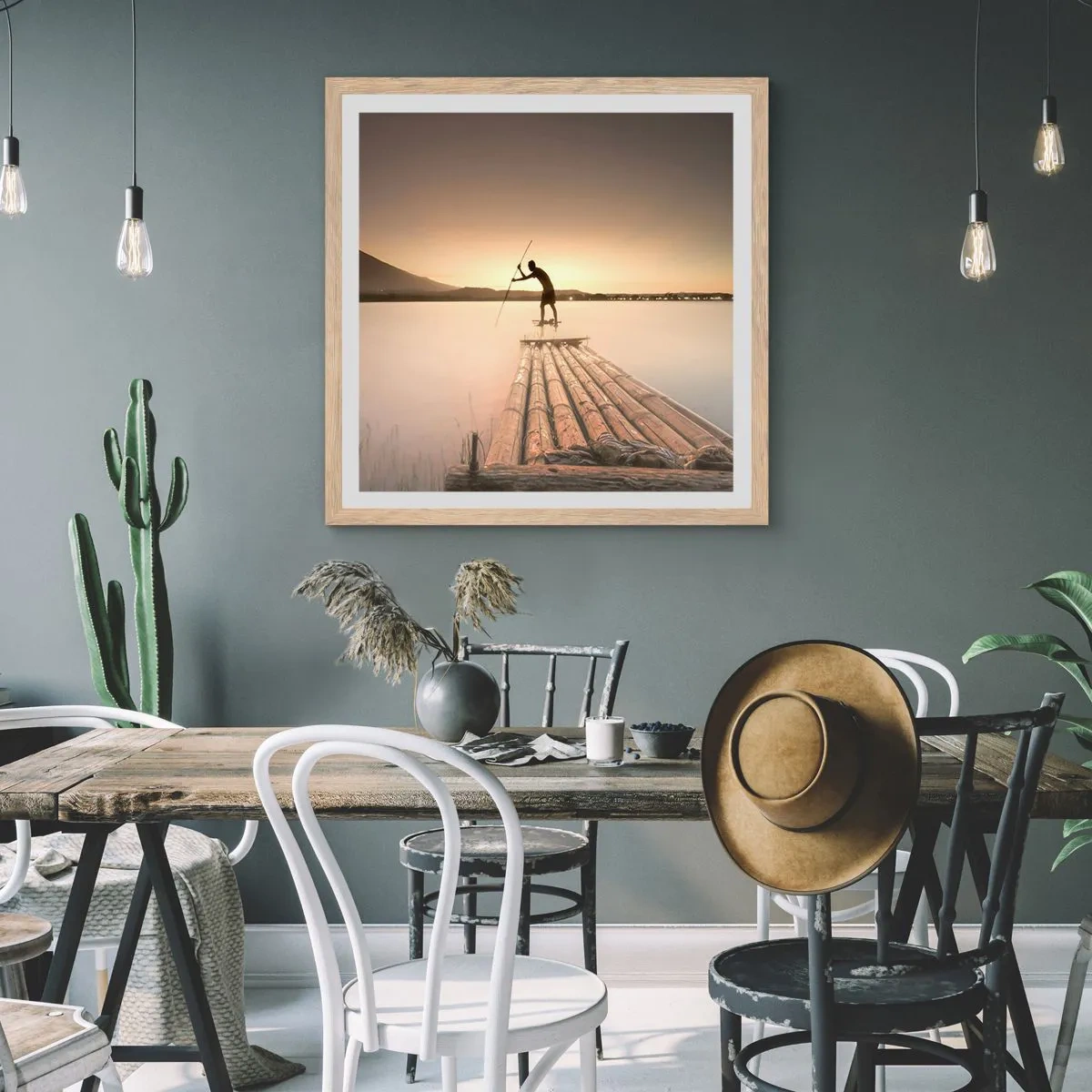 Poszter világos tölgy keretben - Pihenés előtt - 60x60 cm