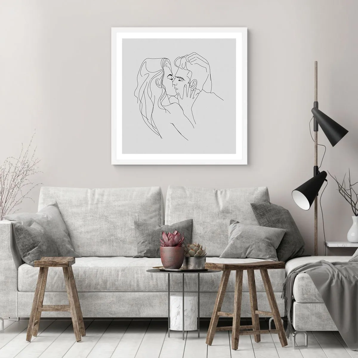 Poszter fekete keretben - Ugyanaz a vonalón - 60x60 cm