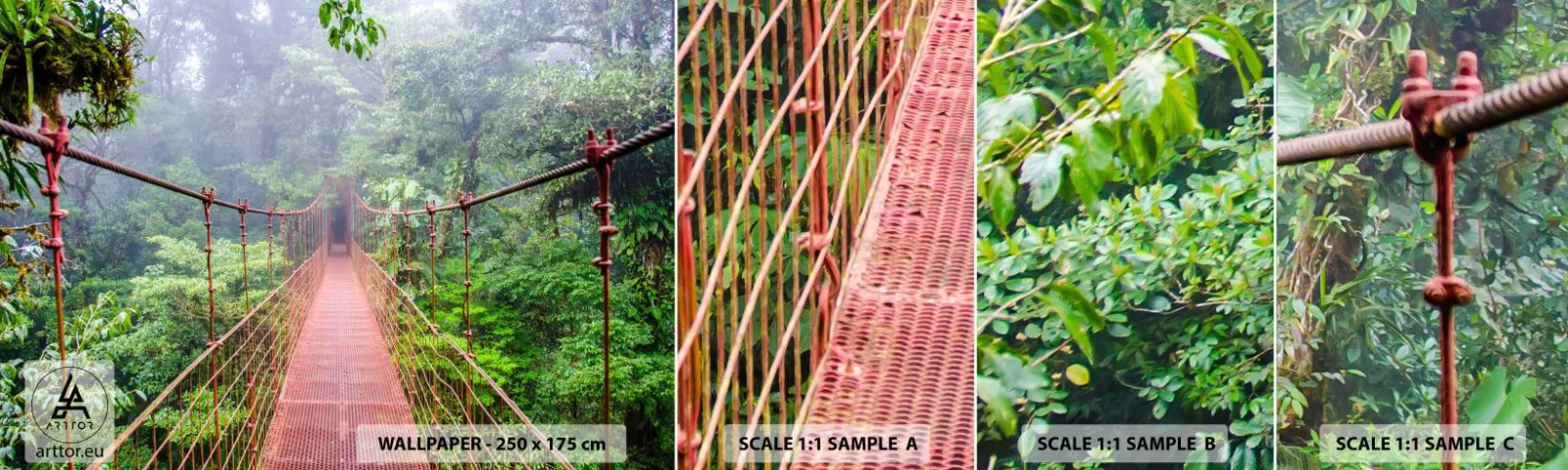 Fotótapéta Minta Öntapadós Deluxe Sticker - A lomkoronák fölé függesztve - Tájkép, Dzsungel, Costa Rica - 100x30 cm