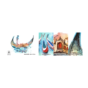 Fotótapéta Minta Öntapadós Deluxe Sticker - A városon keresztül hajózunk - Absztrakció, Velence, Híd - 100x30 cm