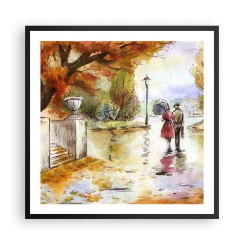 Poszter fehér keretben - Romantikus ősz a parkban - 60x60 cm