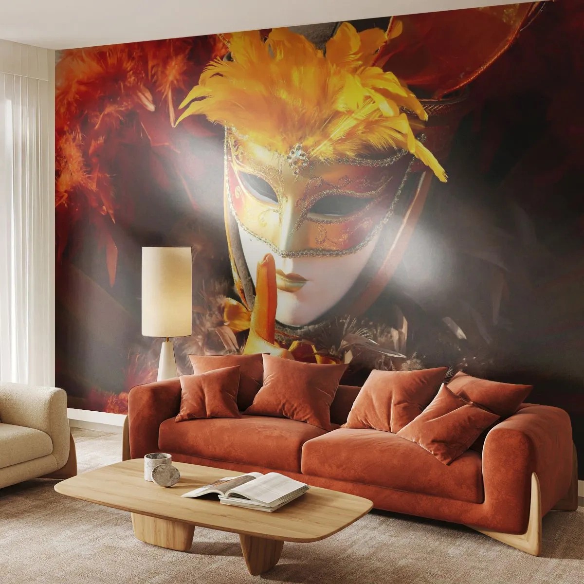 Fotótapéta Premium Sand - A rejtély a játék része - Velencei maszk, Darab, Velence - 400x280 cm