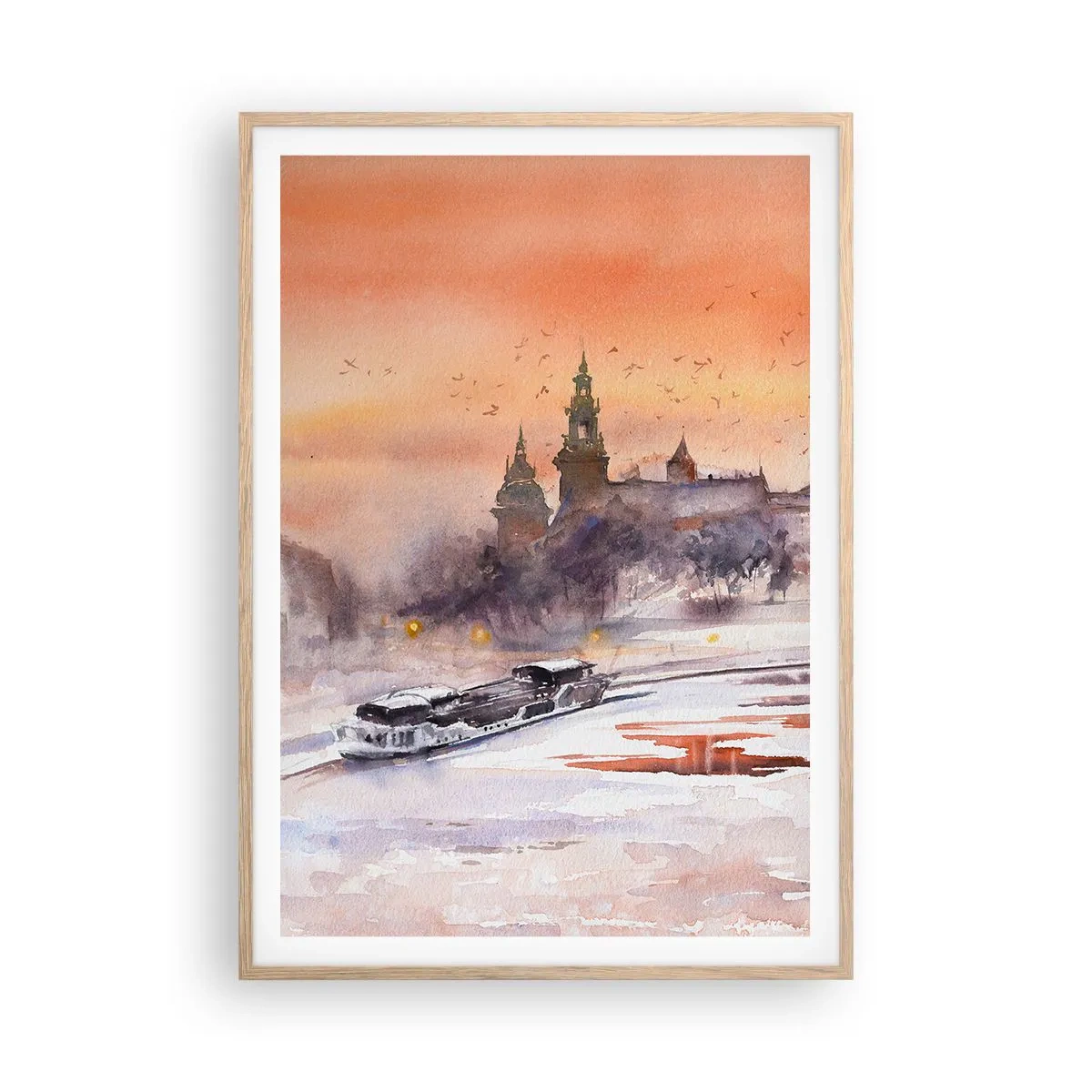 Poszter világos tölgy keretben - Királyi naplemente - 70x100 cm