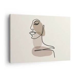 Vászonkép - Női profil minimalista vonalas stílusban - 70x50cm - Egy bizonyos szépségvonal - Modern fali dekoráció nappalihoz és hálószobához ARTTOR