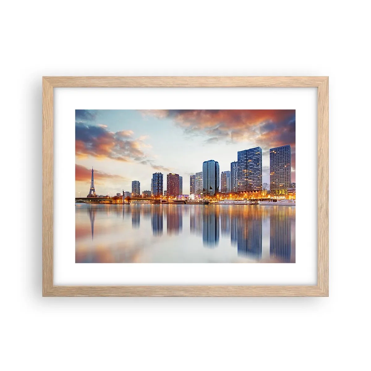 Poszter világos tölgy keretben - Párizs monumentális nyugalma - 40x30 cm