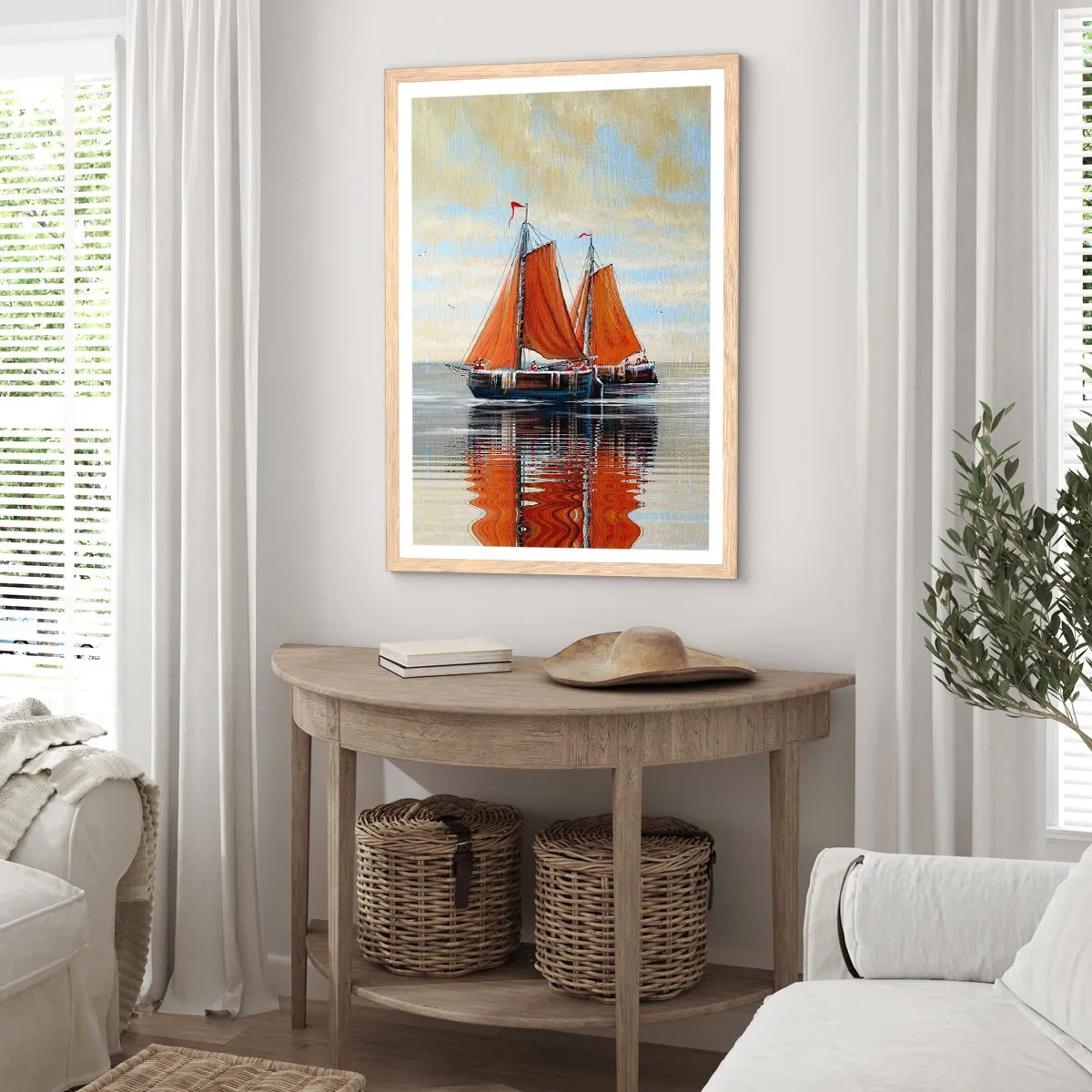 Poszter világos tölgy keretben - Hé, vitorla, tengerész… - 70x100 cm