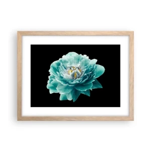 Poszter világos tölgy keretben - Kék és arany szirmok - 40x30 cm