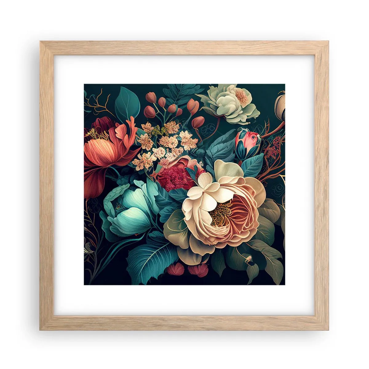 Poszter világos tölgy keretben - 19. századi báj - 30x30 cm