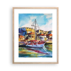 Poszter világos tölgy keretben - Szivárványos délután - 40x50 cm