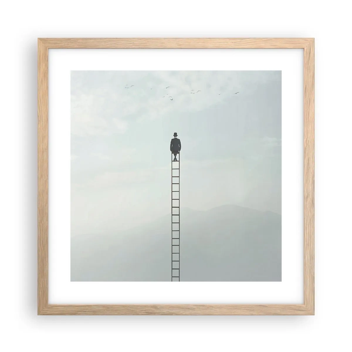 Poszter világos tölgy keretben - Emelkedj feljebb - 40x40 cm