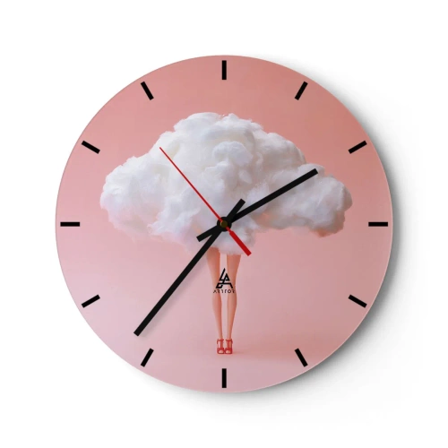 Falióra, Óra - Piros sarkú cipős lábak és egy felhő fej helyett - 30x30cm - Édes ígéret - Modern fali dekoráció nappalihoz, konyhához és hálószobához ARTTOR