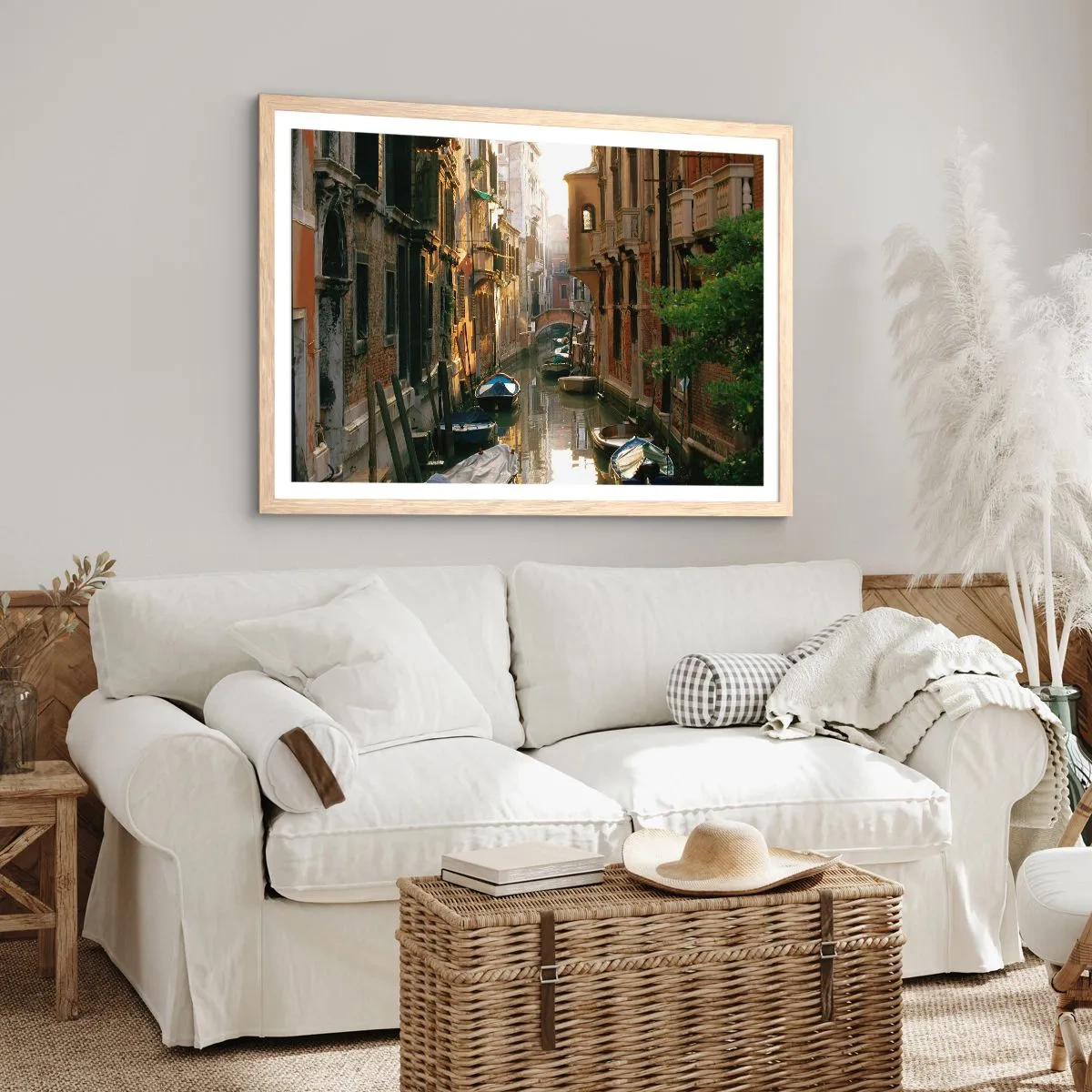 Poszter világos tölgy keretben - Egy velencei sikátorban - 40x30 cm