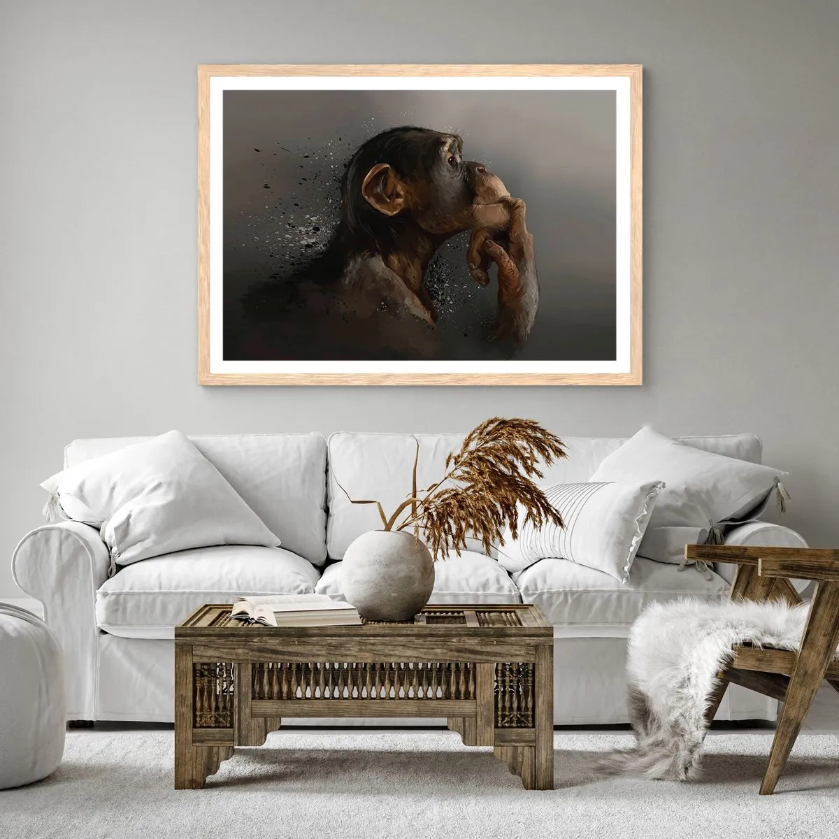 Poszter világos tölgy keretben - Biztosan gondolkodó - 91x61 cm
