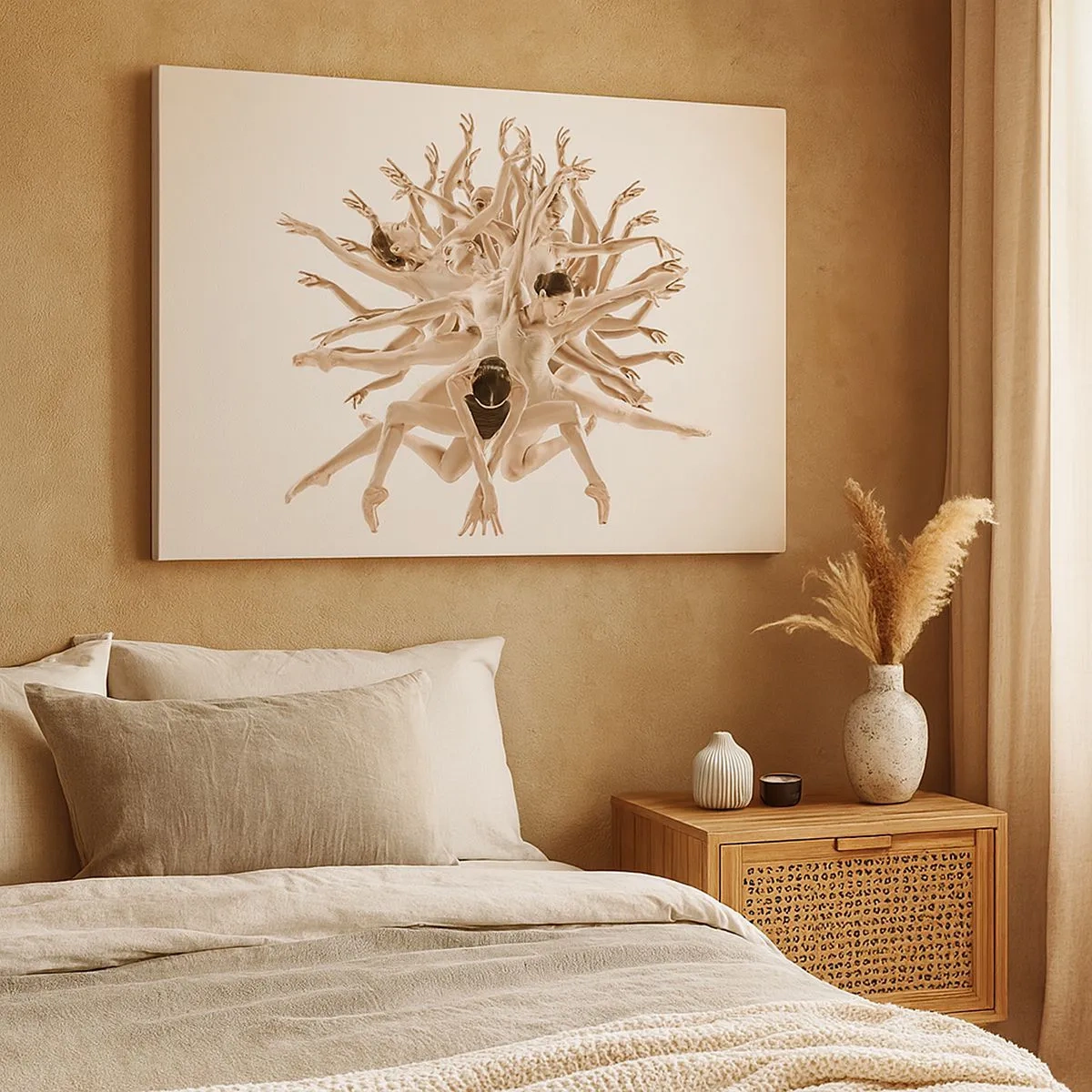 Vászonkép - Mozgó táncosok absztrakt kompozíciója - 70x50cm - Virágzás a táncban - Modern fali dekoráció nappalihoz és hálószobához ARTTOR