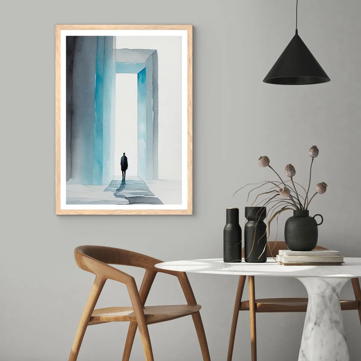 Poszter világos tölgy keretben - Élj korlátok nélkül - 61x91 cm