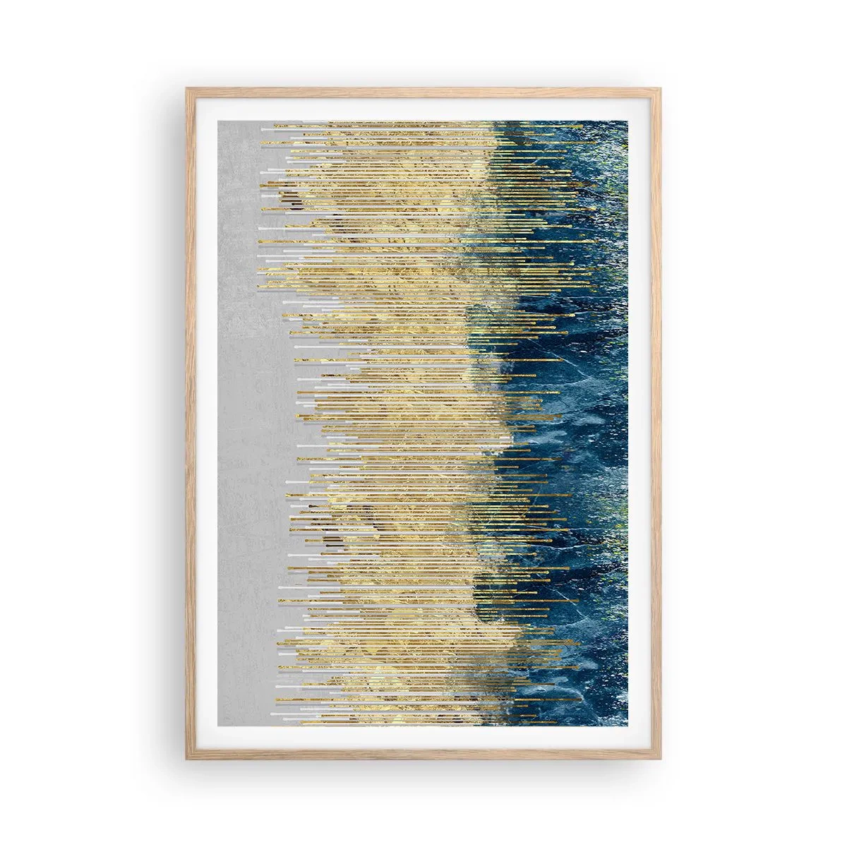 Poszter világos tölgy keretben - Aranyozott határ - 70x100 cm