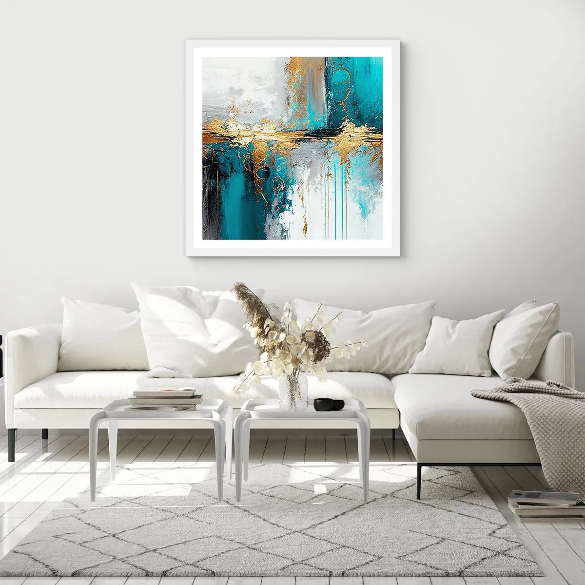 Poszter fekete keretben - Minden áramlik - 50x50 cm