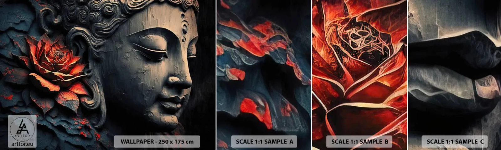 Fotótapéta Minta Standard Eco - Összhangban a világgal - Buddha, India, Elmélkedés - 100x30 cm