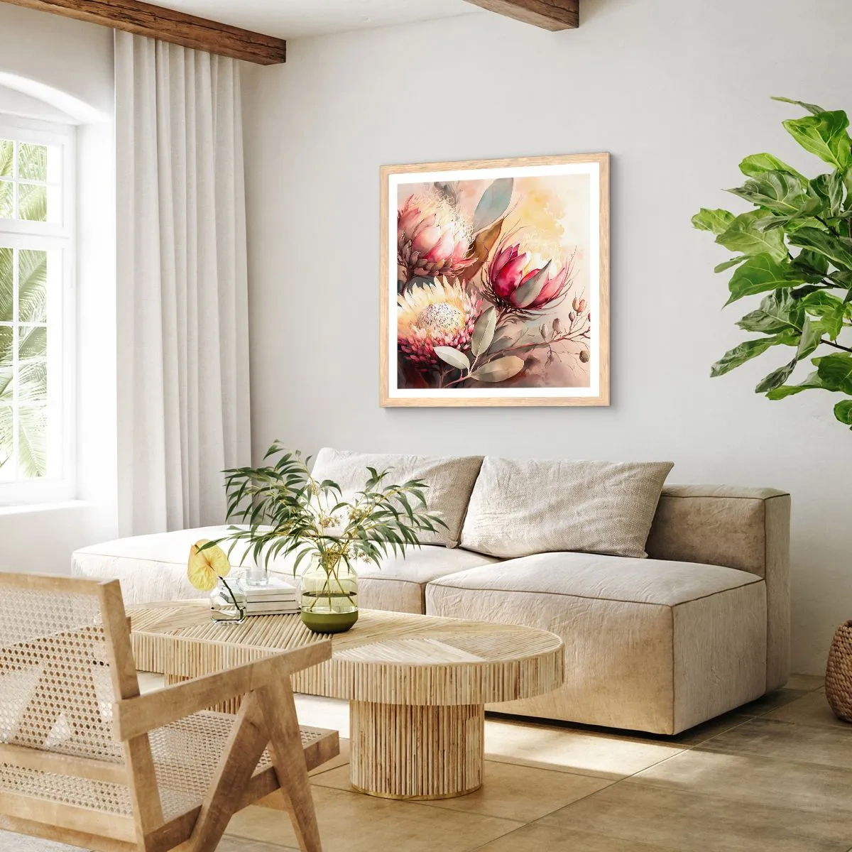 Poszter világos tölgy keretben - Profilból és en face - 50x50 cm